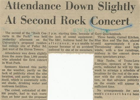 Attendance Down Slightly At Second Rock Concert Ann Arbor District