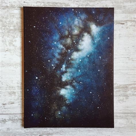 Original Painting Blue Milky Way On Canvas Cosmic Space Art Etsy