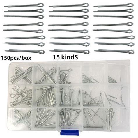 150pcs 15 Kinds Split Cotter Pins Assortment Kit Set With Box Wish