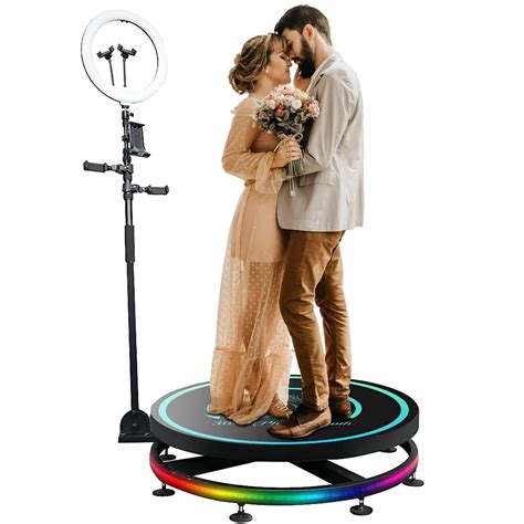 hesayep 360 photo booth machine 360 video camera booth selfie platform with rotating stand for