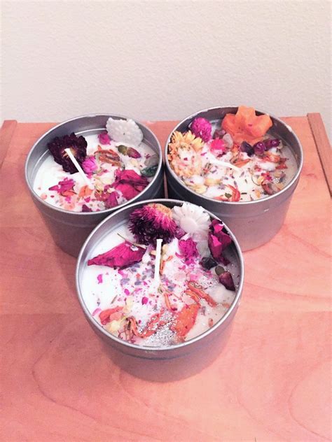 Rochelle Wallace Candles With Dried Flowers In Them Pressed Flower