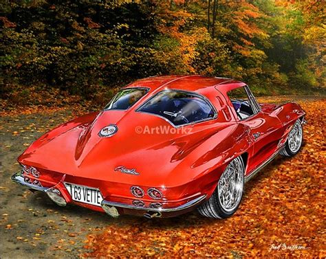 1963 Corvette Split Rear Window Classic Car Print 8x10