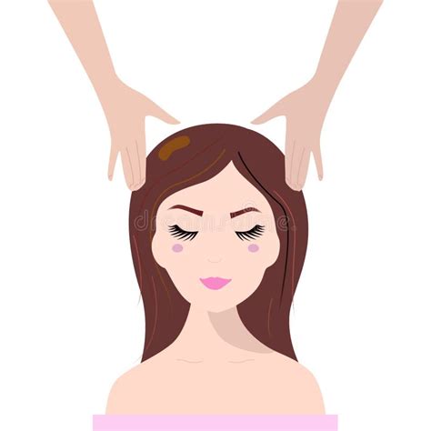 Brunette Girl Receiving Head Massage Illustration Isolated On White Stock Vector Illustration