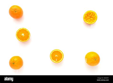 Whole Halved And Squeezed Oranges Stock Photo Alamy