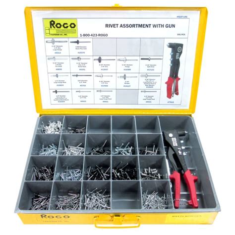 Rivet Assortment With Gun Rogo Fastener Co Inc