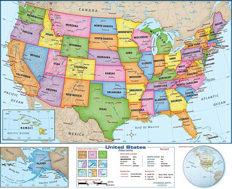 Grades 2 3 United States Wall Map Poster Brass Eyelets For Durability