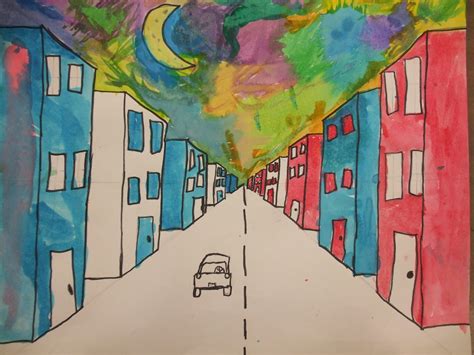 Perspective Drawing Project For Kids All Done In Pencil First Step By