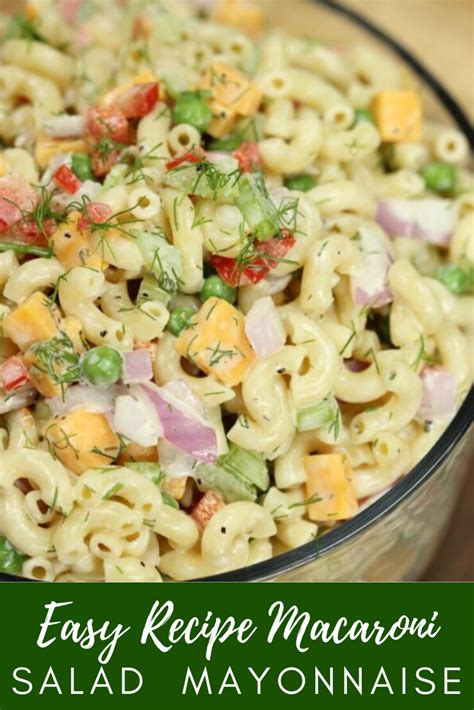 This cold pasta salad can be eaten as a meal by itself, or it can be made to serve a crowd as a side dish for bbq's, picnics or any large gathering. Easy Recipe Macaroni Salad Mayonnaise #dinner #healthyrecipes #easyrecipe | Macaroni salad ...