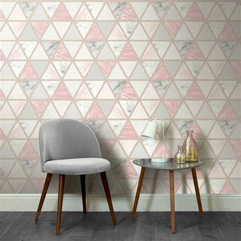 Marble Geo By Arthouse Pink Multi Wallpaper Wallpaper Direct