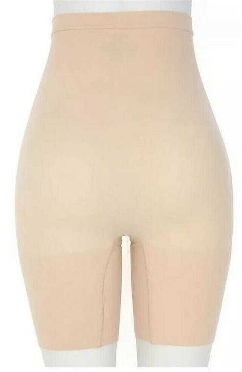 Spanx Womens Higher Power Mid Thigh Shaping Shorts Soft Nude
