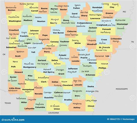 Arkansas County Map Royalty Free Stock Photo Image 38662725