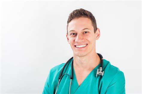 Medical Portrait Male Nurse Or Young Man Doctor Smiling Cna Classes