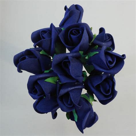 Colourfast Foam Rose Buds Navy Blue 12 Pack 20cm Foam Flowers