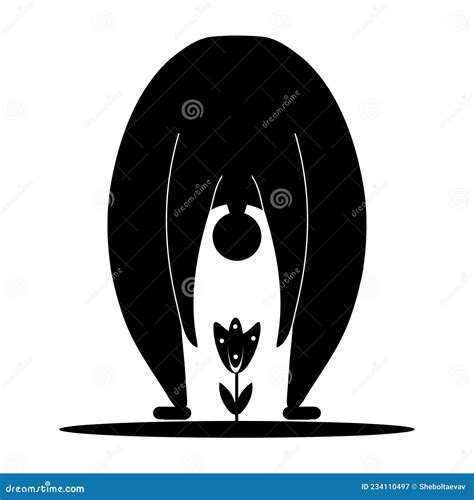 Stylized Man Stands Upside Down And Takes Care Of A Garden Plant Gardener Icon Spring Summer
