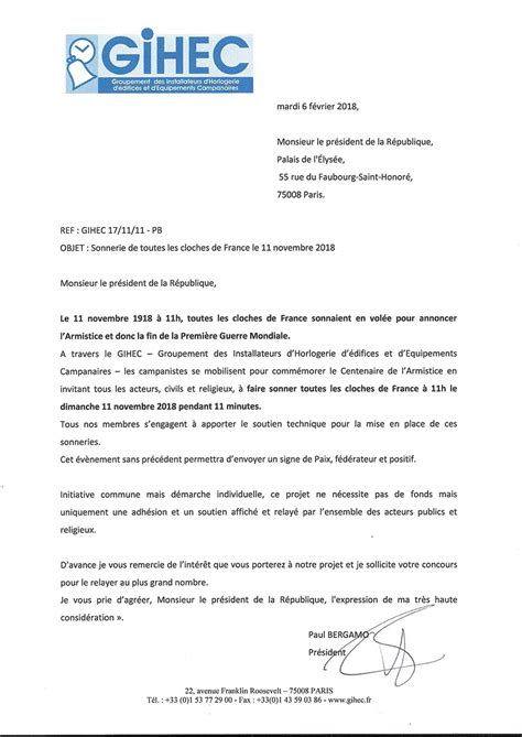 Un Courrier à Monsieur Le Président De La République 11 Novembre 2018