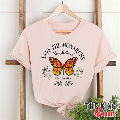 save the monarchs butterfly t shirt for women with plant milkweed flower thekingshirts