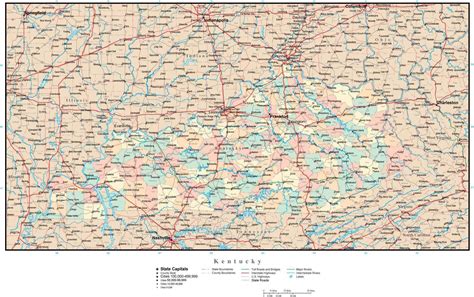 Kentucky Adobe Illustrator Map With Counties Cities County Seats