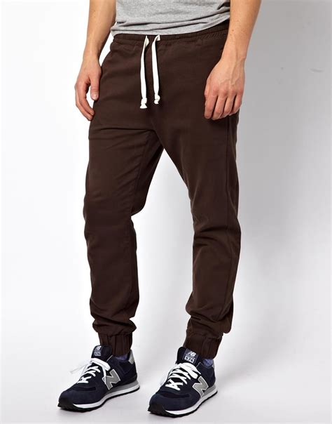 Asos Heavyweight Cuffed Sweatpants In Brown For Men Lyst