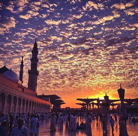 Sunset Beautiful Mosques Masjid Medina