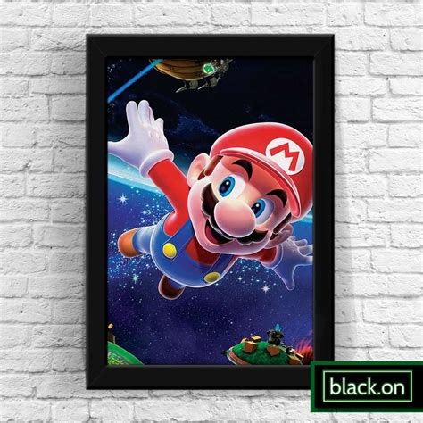 Poster Quadro Moldura Jogo Game Super Mario Galaxy 32x23 22