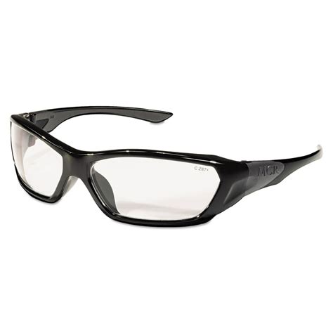 mcr safety forceflex safety glasses black frame clear lens