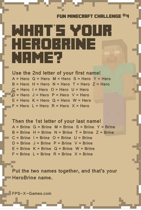 Fun Minecraft Challenge No4 Whats Your Herobrine Name Game