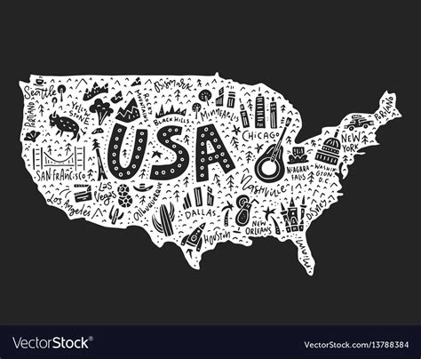 Cartoon Map Of Usa Royalty Free Vector Image Vectorstock