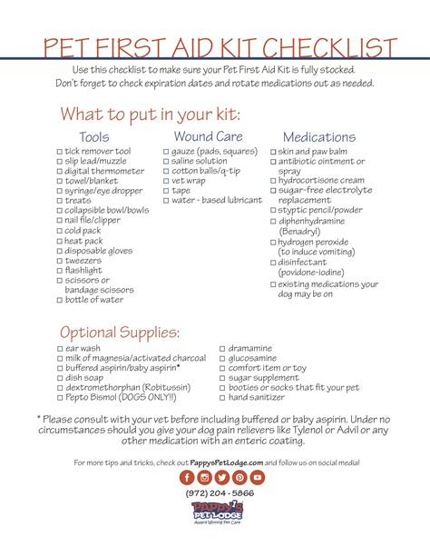 Checklist For What To Put In Your Pet First Aid Kit First Aid Kit