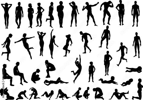 Collection of naked human body vector silhouettes Stock ベクター Adobe Stock