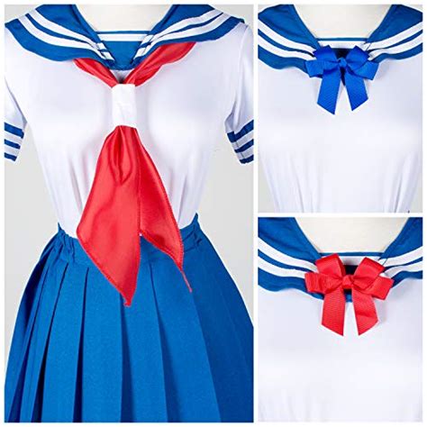 classic japanese anime school girls blue sailor dress shirts uniform cosplay costumes with socks