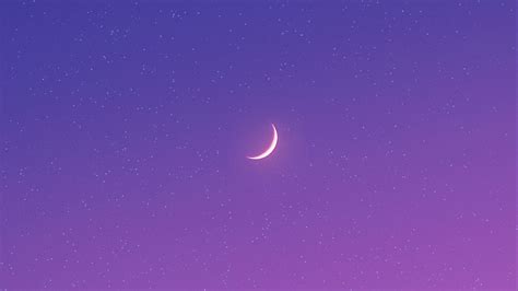 Download Wallpaper 2048x1152 Moon Night Stars Purple