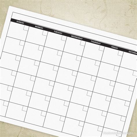 Blank Monthly Simple Calendar Printable Moderntype Designs