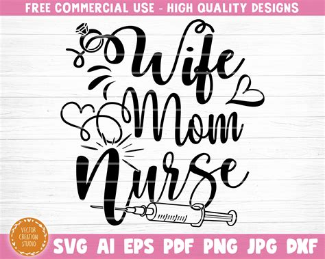 Wife Mom Nurse Svg File Wife Mom Nurse Printable Vector Etsy