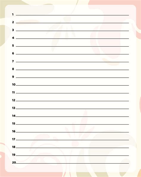 5 Best Printable List With Numbered Lines