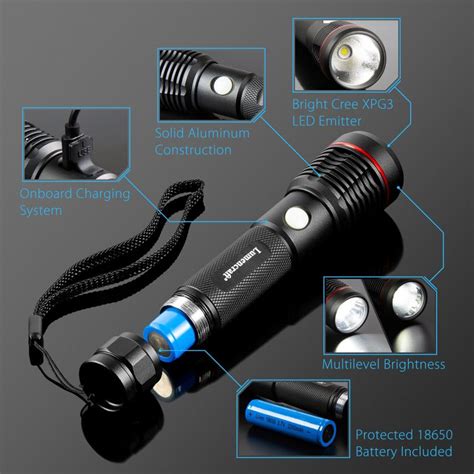 Lumencraft Fl1 Led Flashlight Usb Rechargeable With 18650 Battery