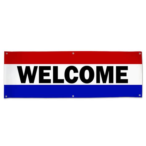Patriotic Red White And Blue Classic Style Welcome Banner For Business
