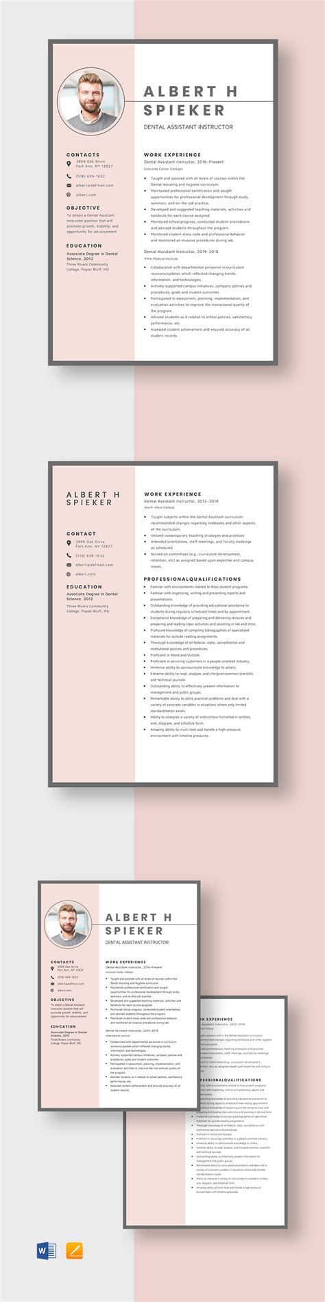 Dental Assistant Resume Template Sample In Word Doc Format Template Hot Sex Picture