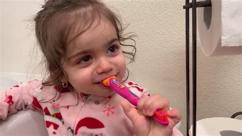 19 Months Old Baby Girl Brushing Teeth Youtube