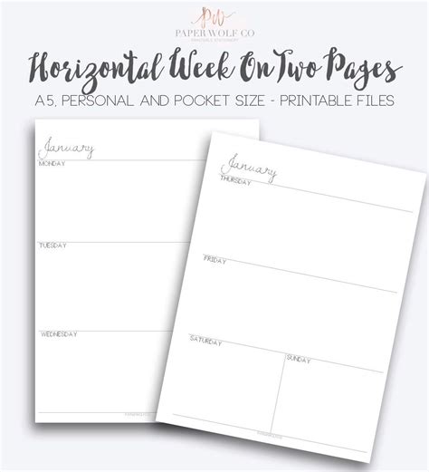 Weekly Planner Printables Personal Planner Inserts Planner Pages