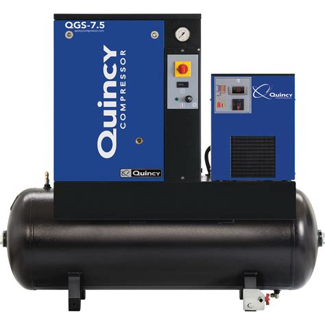 Quincy Qgs Rotary Screw Compressor With Dryer — 75 Hp 230 Volt Single