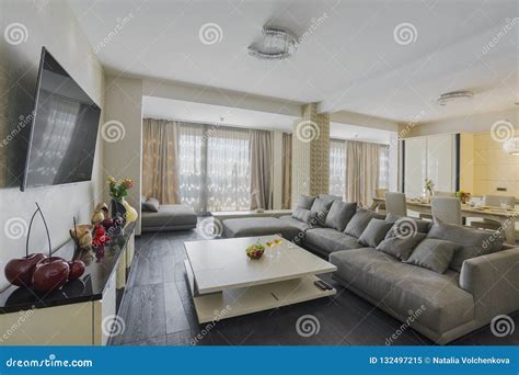 Interior Of Light Spacious Living Room Stock Image Image Of Modern