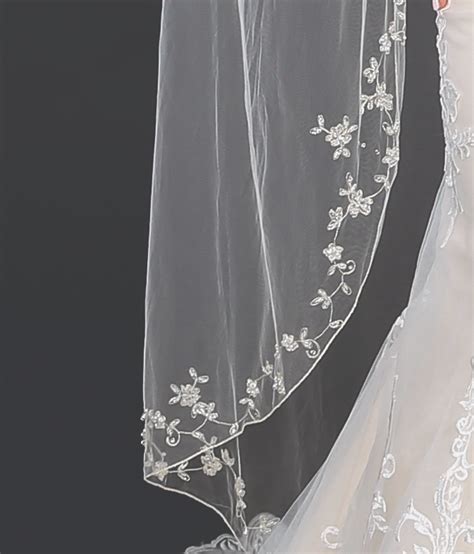 Waltz Length Wedding Veil With Floral Design Symphony Bridal 7148vl