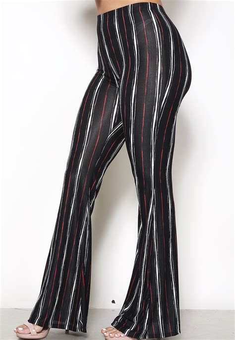 Striped Flare Casual Pants Shop At Papaya Clothing