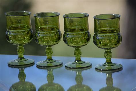 vintage green wine glasses set of 4 circa 1950 s tiffin franciscan vintage heavy pressed