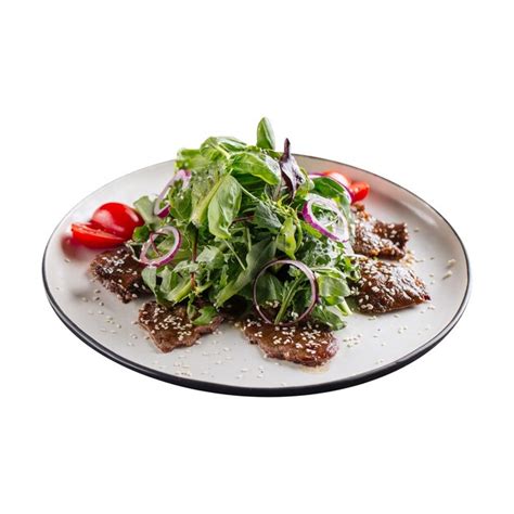 Premium Photo Isolated Plate Of Green Salad With Veal