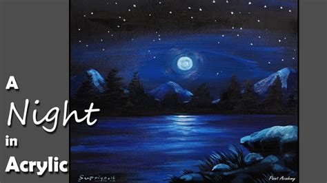 Nighttime Mountain Landscape Painting