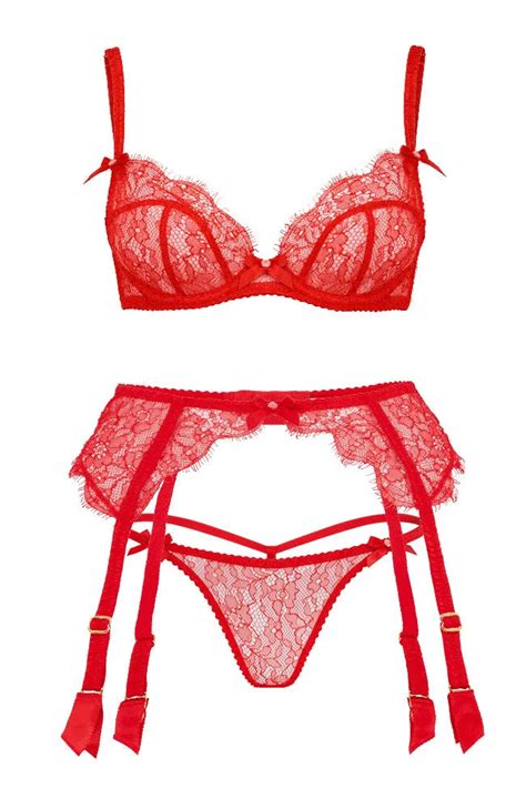 Agent Provocateur Lorna Lace Bra Suspender And Trixie Thong Set Sheer