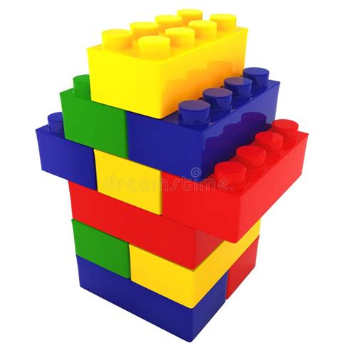 Color Block House Color Lego Blocks Toy Connected Isolated Childhood