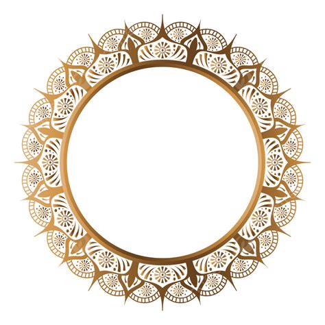 Gambar Bingkai Lingkaran Emas Mewah Transparan Dengan Pola Melingkar
