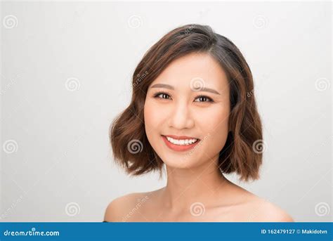 Close Up Of Young Asian Beautiful Woman With Smiley Face Stock Image Image Of People